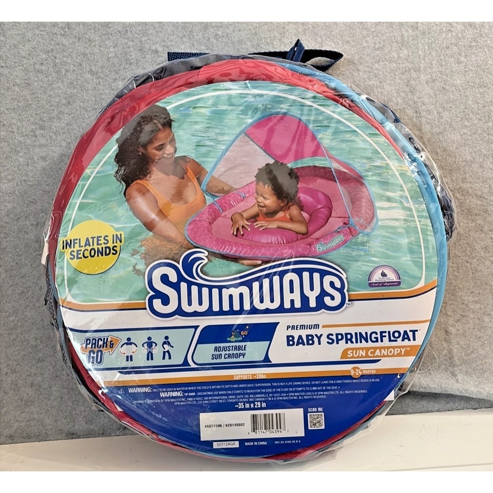 Swimways Sun Canopy Spring Float Baby Pool Lounger for 9-24 months